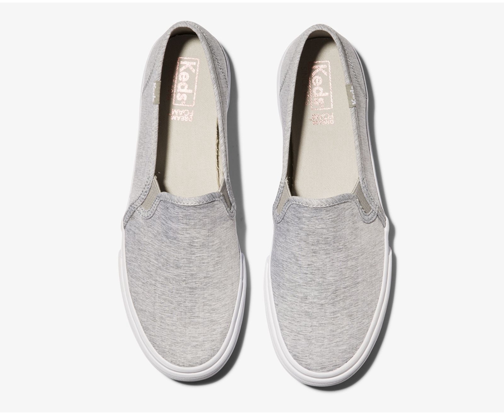 Slip Ons Keds Mujer Grises - Double Decker Heathered Woven - 7806-QVAKD